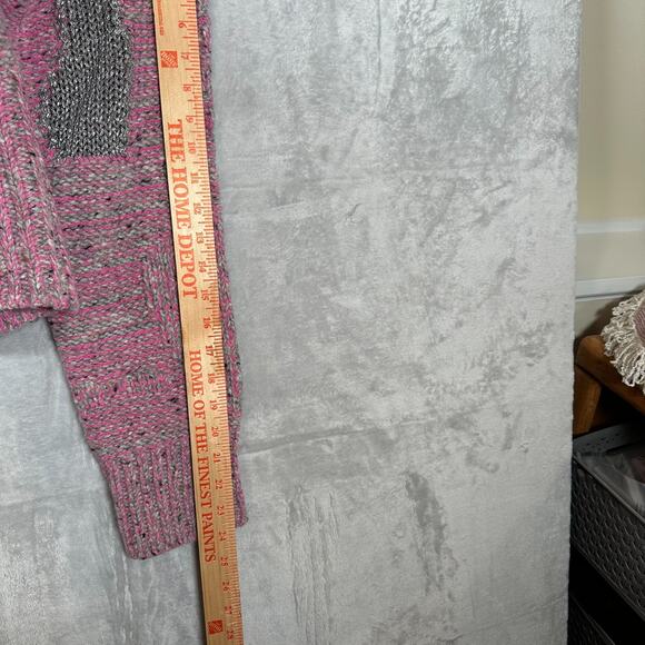 Phillip Lim Sweater Small Pink, Grey, Silver Mock Neck Cropped Ribbed Cozy! - Picture 6 of 13